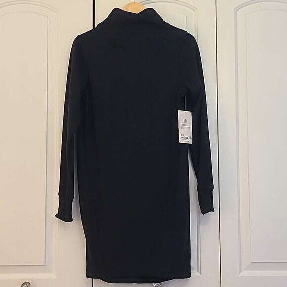 Athleta Cozy Karma Asymmetrical Neckline Sweatshirt Dress Black Size XXS - Picture 3 of 16